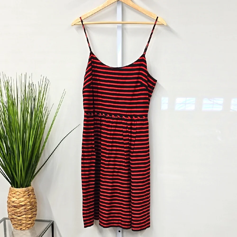J.Crew Classic Red and Black Stripe Dress size 10 - Picture 2 of 5